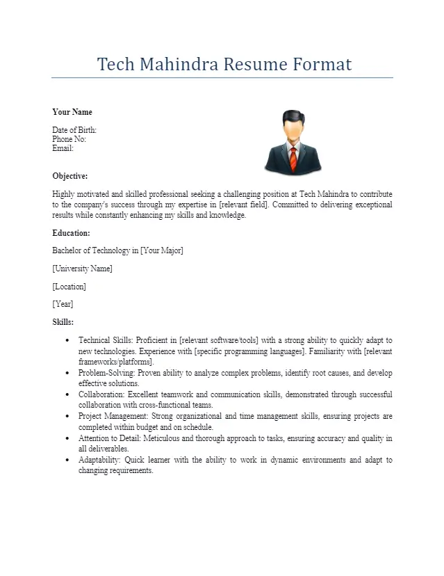 Tech Mahindra Resume Format